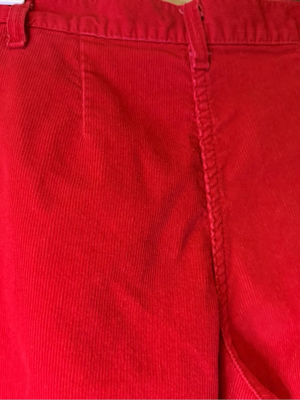 Vtg SMACS 80s High Waist Red Corduroy Pants 25x30 Tapered Mom Pant USA Raw Hem